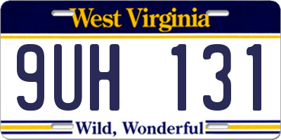 WV license plate 9UH131