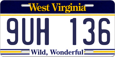 WV license plate 9UH136