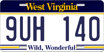 WV license plate 9UH140