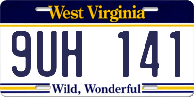 WV license plate 9UH141