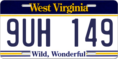 WV license plate 9UH149