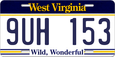 WV license plate 9UH153
