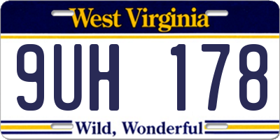 WV license plate 9UH178
