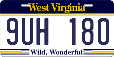 WV license plate 9UH180