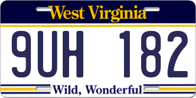 WV license plate 9UH182