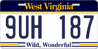 WV license plate 9UH187