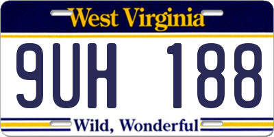 WV license plate 9UH188