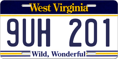 WV license plate 9UH201