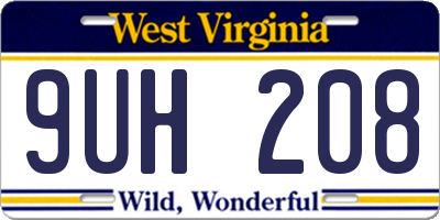 WV license plate 9UH208