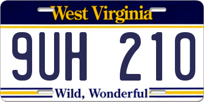 WV license plate 9UH210