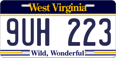 WV license plate 9UH223