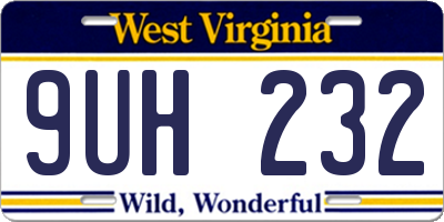 WV license plate 9UH232
