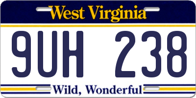 WV license plate 9UH238