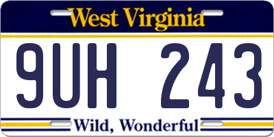 WV license plate 9UH243