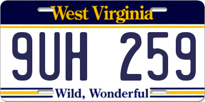 WV license plate 9UH259