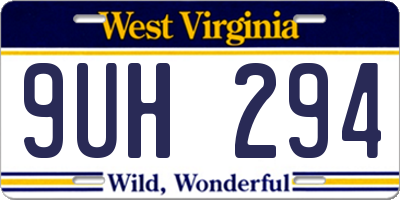 WV license plate 9UH294
