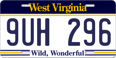 WV license plate 9UH296