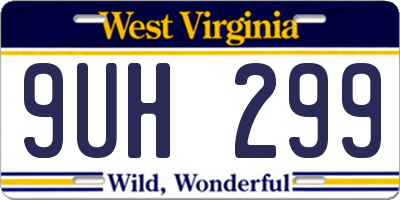 WV license plate 9UH299
