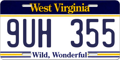 WV license plate 9UH355