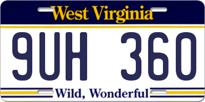 WV license plate 9UH360