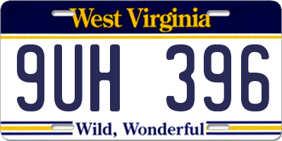 WV license plate 9UH396