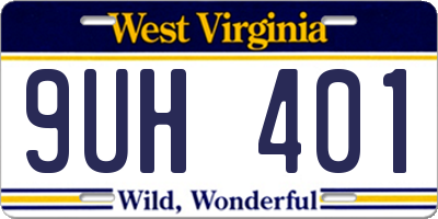 WV license plate 9UH401