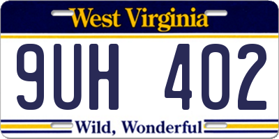 WV license plate 9UH402