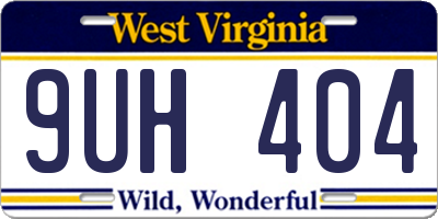 WV license plate 9UH404