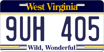 WV license plate 9UH405