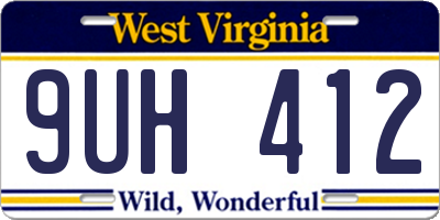 WV license plate 9UH412