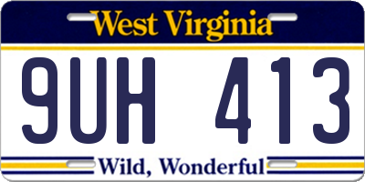 WV license plate 9UH413
