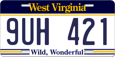 WV license plate 9UH421
