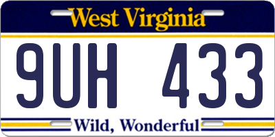 WV license plate 9UH433