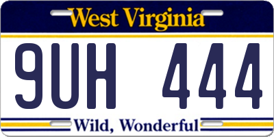WV license plate 9UH444