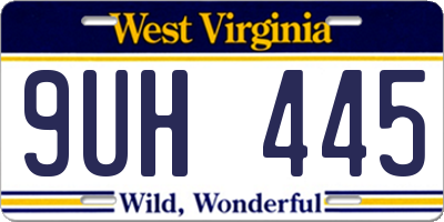 WV license plate 9UH445