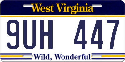 WV license plate 9UH447