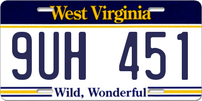 WV license plate 9UH451