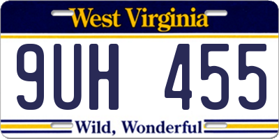 WV license plate 9UH455