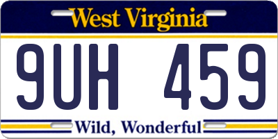 WV license plate 9UH459