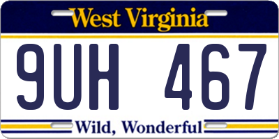 WV license plate 9UH467