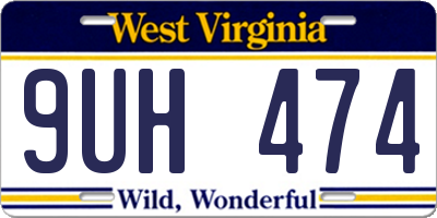 WV license plate 9UH474
