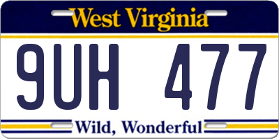 WV license plate 9UH477