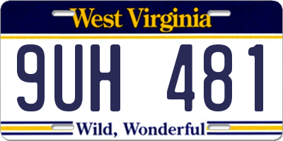 WV license plate 9UH481