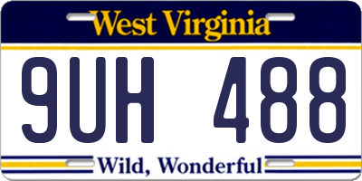 WV license plate 9UH488