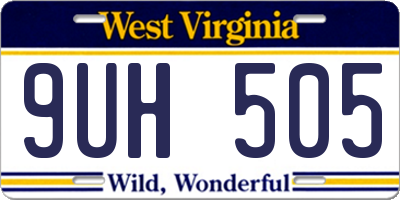 WV license plate 9UH505