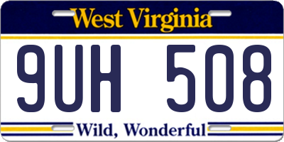 WV license plate 9UH508