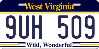 WV license plate 9UH509