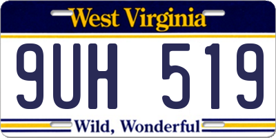WV license plate 9UH519