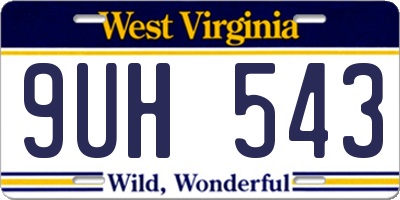 WV license plate 9UH543