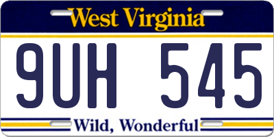 WV license plate 9UH545